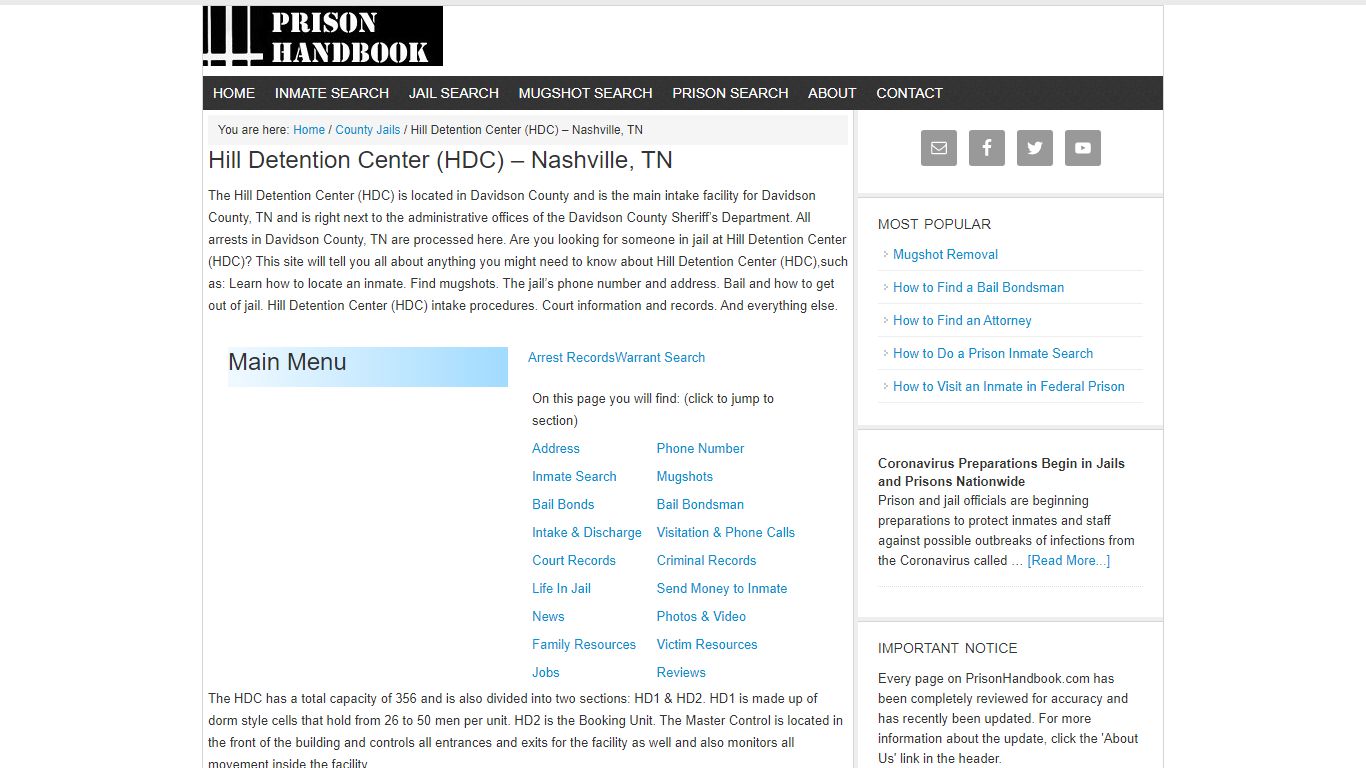 Hill Detention Center (HDC) - Inmate Search | Visitation ...